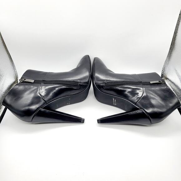 Colin Stuart Black Leather Ankle Boots Cone Heels Zipper Pointed Toe Women's 5 - Picture 3 of 11
